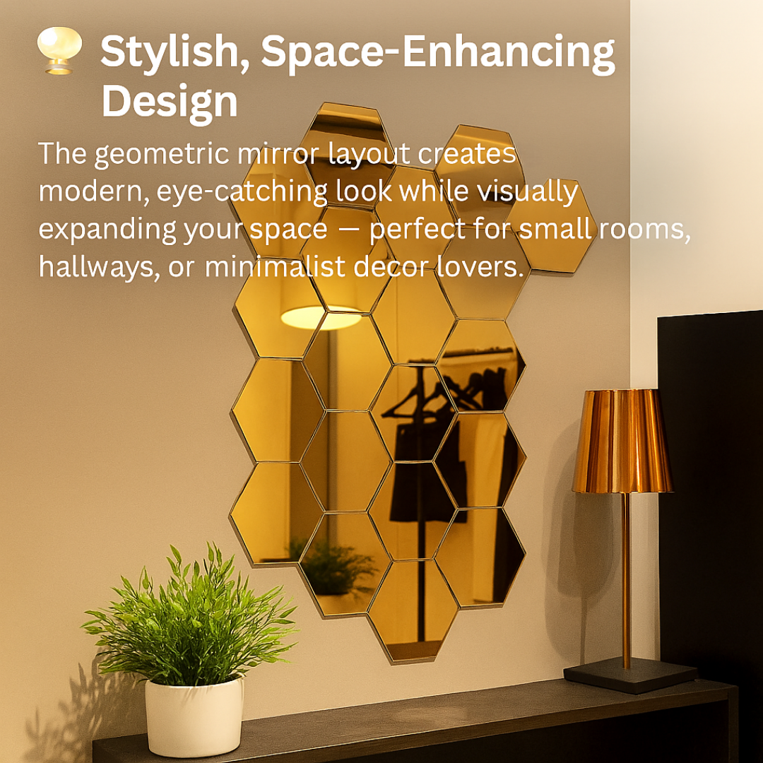 Self-Adhesive 3D Hexagon Mirror Stickers