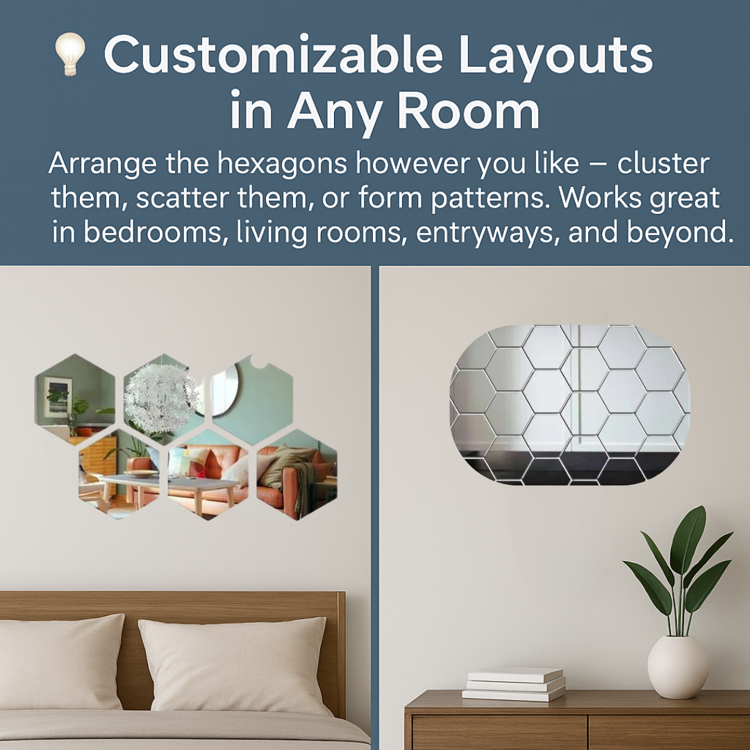 Self-Adhesive 3D Hexagon Mirror Stickers