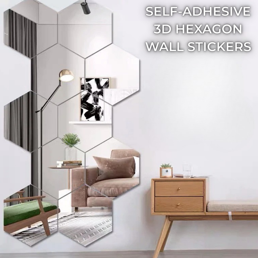 Self-Adhesive 3D Hexagon Mirror Stickers