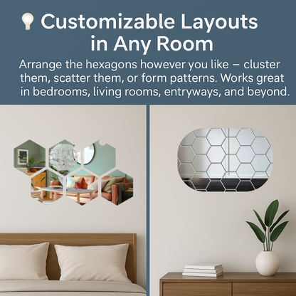 Self-Adhesive 3D Hexagon Mirror Stickers