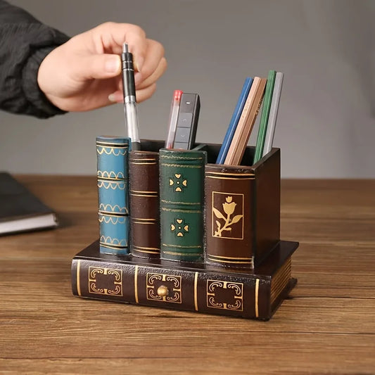 Vintage Style Wooden Pen Holder
